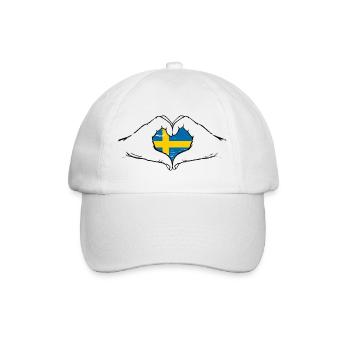 Schweden Flagge Herz used - Baseballkappe - Weiß/Weiß - Vorne