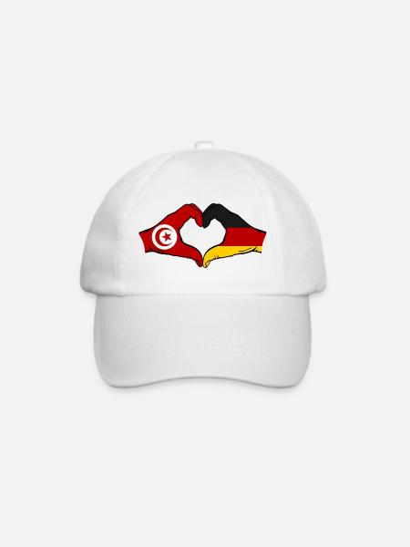 Tunesien Deutschland Flagge Hände Herzform - Baseballkappe - Weiß/Weiß