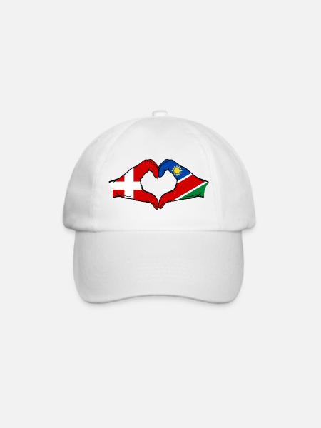 Dänemark Namibia Flagge Herz - Baseballkappe - Weiß/Weiß