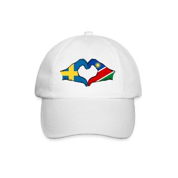 Schweden_Namibia_Flagge_Haende_Herzform - Baseballkappe - Weiß/Weiß - Vorne