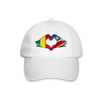 Mali Nairobi Flagge Hände Herz used - Baseballkappe - Weiß/Weiß - Vorne