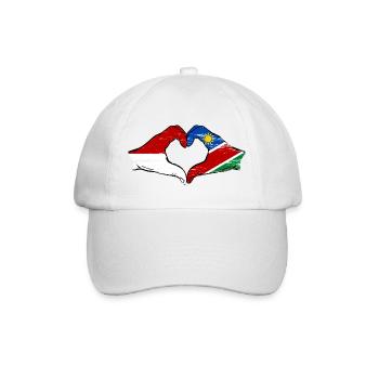 Indonesien Nairobi Flagge Herz Hände - Baseballkappe - Weiß/Weiß - Vorne