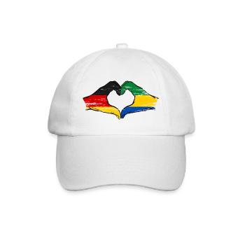Deutshland Gabun Flagge Hände Herzform used - Baseballkappe - Weiß/Weiß - Vorne