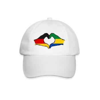 Deutshland Gabun Flagge Hände Herzform - Baseballkappe - Weiß/Weiß - Vorne