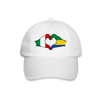 Italien Gabun Flagge Hände Herzform - Baseballkappe - Weiß/Weiß - Vorne