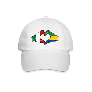 Italien Gabun Flagge Hände Herzform used - Baseballkappe - Weiß/Weiß - Vorne