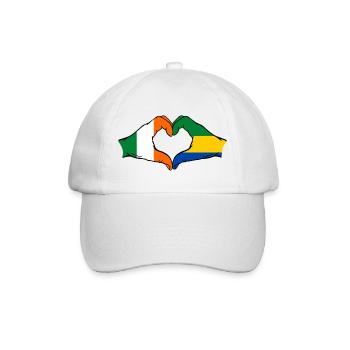 Irland Gabun Flagge Hände Herzform - Baseballkappe - Weiß/Weiß - Vorne