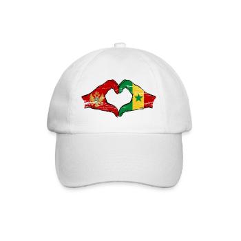 Montenegro Senegal Flagge Hände Herzform - Baseballkappe - Weiß/Weiß - Vorne