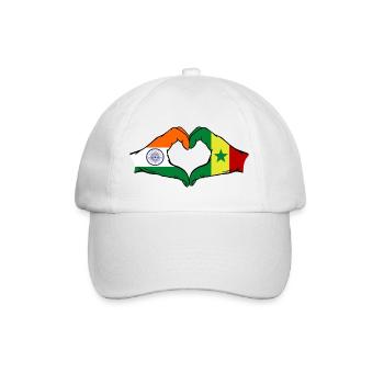 Indien Senegal Flagge Hände Herzform - Baseballkappe - Weiß/Weiß - Vorne