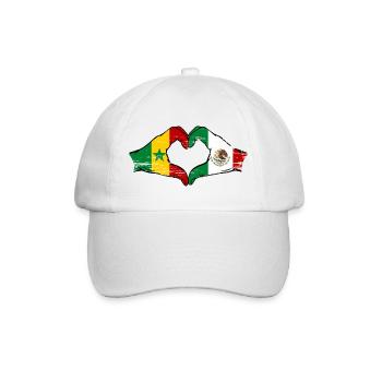 Senegal Mexiko Flagge Herz used - Baseballkappe - Weiß/Weiß - Vorne