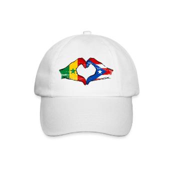 Senegal Puerto Rico Flagge Hände Herzform used - Baseballkappe - Weiß/Weiß - Vorne