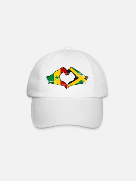 Senegal Jamaika Flagge Hände Herzform used - Baseballkappe - Weiß/Weiß