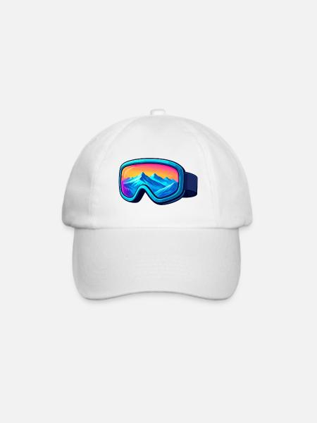 Bunte Skibrille Stylisches Wintersport Desig - Baseballkappe - Weiß/Weiß