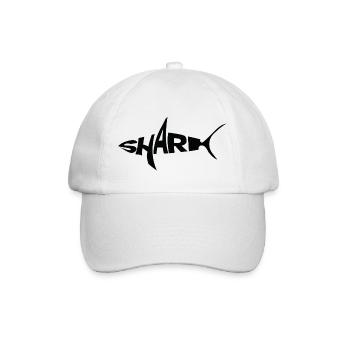 BLACK Shark Wortmarke Typografie mit Flosse - Baseballkappe - Weiß/Weiß - Vorne