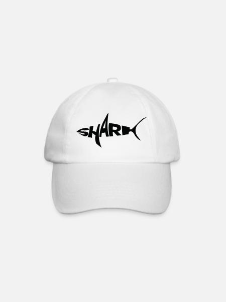 BLACK Shark Wortmarke Typografie mit Flosse - Baseballkappe - Weiß/Weiß