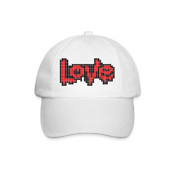Pixel Art Text – LIEBE in roten Buchstaben - Baseballkappe - Weiß/Weiß - Vorne