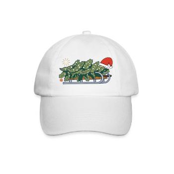 Weihnachtsbaum auf einem Schlitten - Baseballkappe - Weiß/Weiß - Vorne