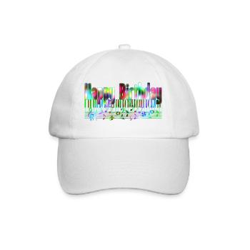 Neon Geburtstagsmusik Kaleidoskop Happy - Baseballkappe - Weiß/Weiß - Vorne