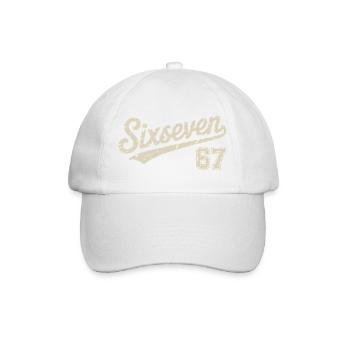 67 - Funny Six Seven T-Shirt - Baseballkappe - Weiß/Weiß - Vorne