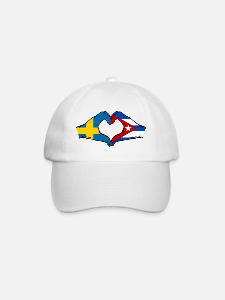 Schweden Kuba Flagge Herz Hände - Baseballkappe - Weiß/Weiß