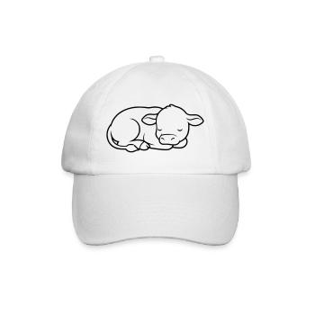 Schlafendes Kälbchen Kuh Baby Süß - Baseballkappe - Weiß/Weiß - Vorne