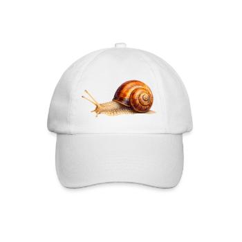 Zeitlos langsam – Detailreiche Schnecke - Baseballkappe - Weiß/Weiß - Vorne