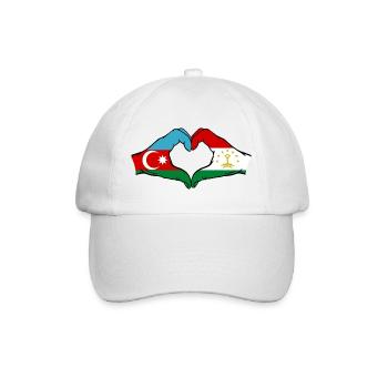 Aserbaidschan Tadschikistan Flaggenherz - Baseballkappe - Weiß/Weiß - Vorne