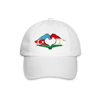 Aserbaidschan Tadschikistan Flaggenherz - Baseballkappe - Weiß/Weiß - Vorne