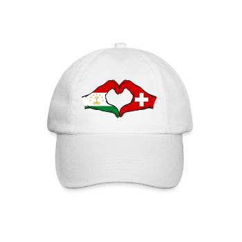 Schweiz Tadschikistan Flaggenherz  - Baseballkappe - Weiß/Weiß - Vorne