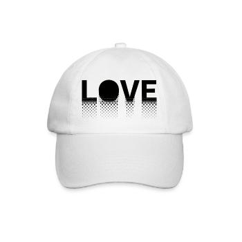 Liebe in Punkten auf schwarzem Hintergrund - Baseballkappe - Weiß/Weiß - Vorne