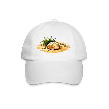 Muschel Strand Illustration Maritimes Küstenmotiv - Baseballkappe - Weiß/Weiß - Vorne