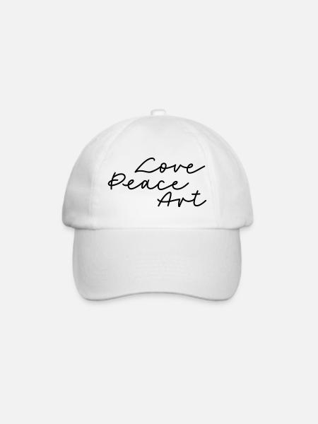Love Peace Art - Baseballkappe - Weiß/Weiß