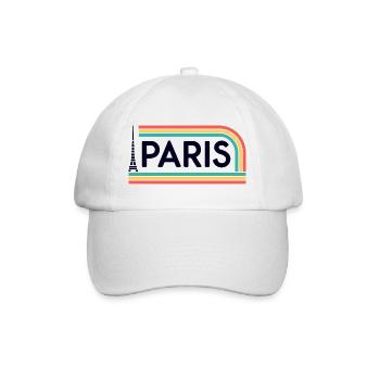 Paris Rainbow Retro - Baseballkappe - Weiß/Weiß - Vorne