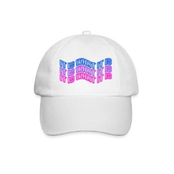 Es ist, was es ist (Phrase) Neonschilder-Stil - Baseballkappe - Weiß/Weiß - Vorne