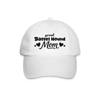 Stolze Basset Mutter, Basset Hound - Baseballkappe - Weiß/Weiß - Vorne