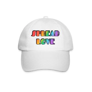 Spread Love Regenbogentypografie - Baseballkappe - Weiß/Weiß - Vorne