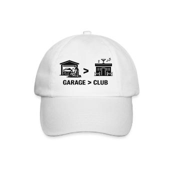Garage vs Club Werkstatt Nacht - Baseballkappe - Weiß/Weiß - Vorne