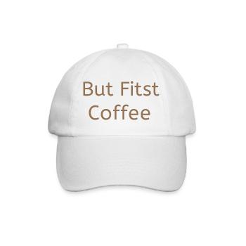 Aber zuerst Kaffee minimalistisches ästhetisches Design - Baseballkappe - Weiß/Weiß - Vorne