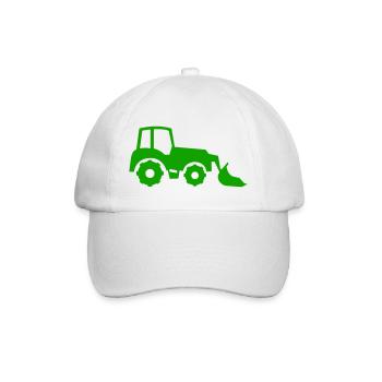 Grüner Traktor mit Pflug Silhouette - Baseballkappe - Weiß/Weiß - Vorne