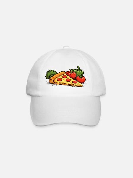 Pizza ist mein Gemüse -Fun fast food Design - Baseballkappe - Weiß/Weiß