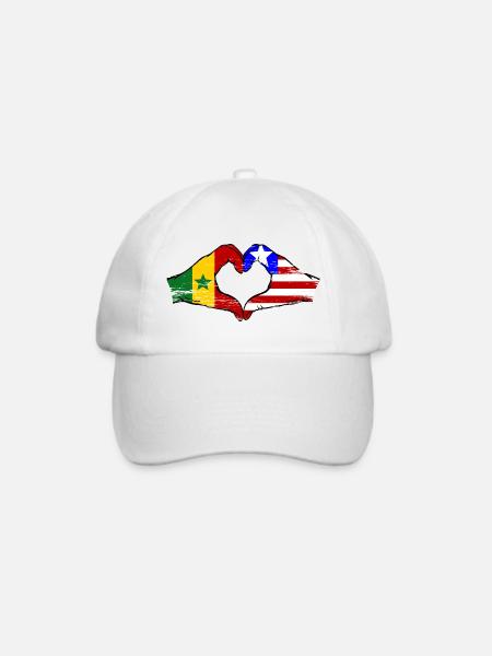 Senegal_Liberia_Flagge_Haende_Herzform_used - Baseballkappe - Weiß/Weiß