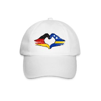 Deutschland_Curaçao_Flagge_Haende_Herzform_used - Baseballkappe - Weiß/Weiß - Vorne
