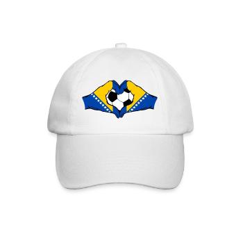 Bosnische Flagge Fußballherz - Baseballkappe - Weiß/Weiß - Vorne