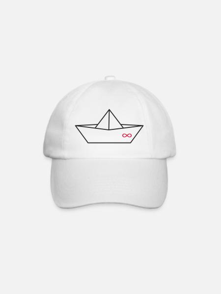 Origami Papierboot mit Unendlichkeitszeichen - Baseballkappe - Weiß/Weiß