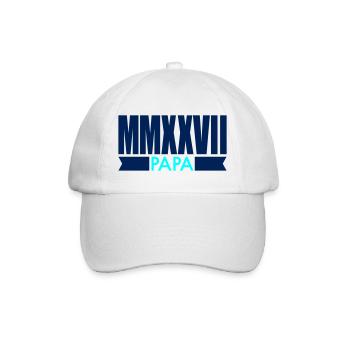 Baby Verkünden 2027 - Papa - Baseballkappe - Weiß/Weiß - Vorne