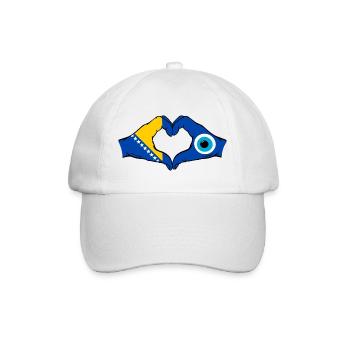 Bosnien Nazar Flagge Hände Herzform - Baseballkappe - Weiß/Weiß - Vorne