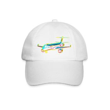 Flugzeug Comic Stil - Baseballkappe - Weiß/Weiß - Vorne