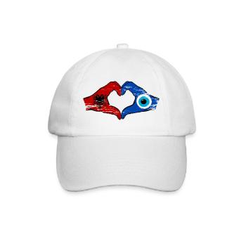 Albanien Nazar Flagge Hände Herzform used - Baseballkappe - Weiß/Weiß - Vorne