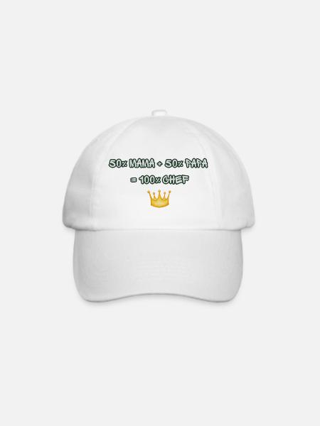 Kronenmotiv: 50% Mama 50% Papa - Baseballkappe - Weiß/Weiß