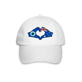 Australien Nazar Flagge Hände Herzform - Baseballkappe - Weiß/Weiß - Vorne